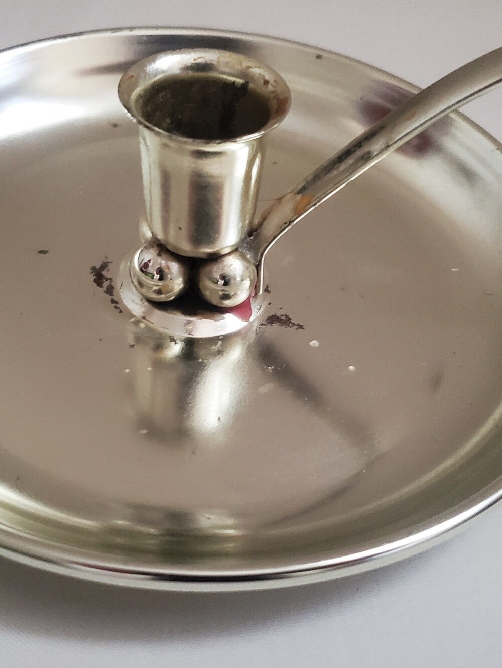 Vintage Silver Metal Candlestick Holder With Handle
